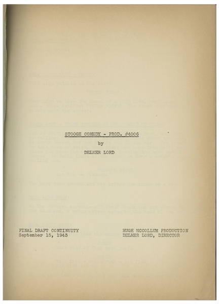 Moe Howard's Personally Owned Script for the 1945 Three Stooges Film ''Booby Dupes''